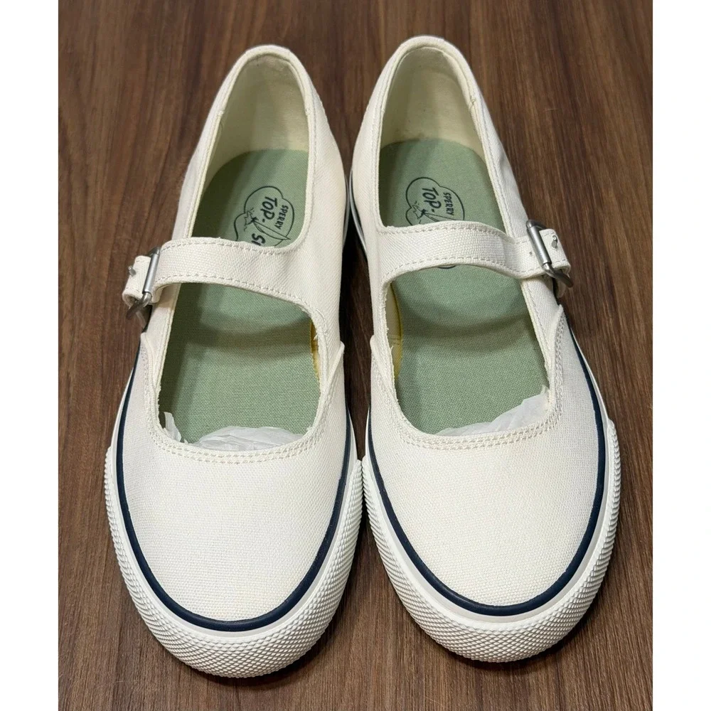 Sperry Top-Sider MJ Classic CVO White Canvas Mary Jane Shoes Womens Sz 7